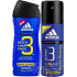 Adidas Sport Energy 3 in 1 shower gel for body, hair and face for men 250 ml + antiperspirant deodorant spray 150 ml, cosmetic set
