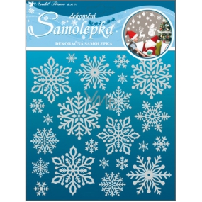 Snowflake sticker with snow effect 18 x 18 cm