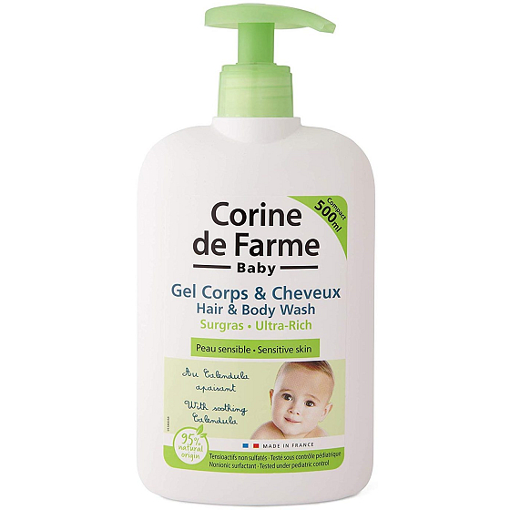 Corine de Farme Baby 2 in 1 moisturizing cleansing gel for hair and body with a 500 ml dispenser
