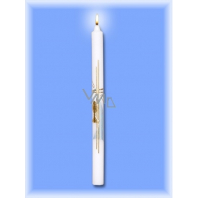 Lima Church Baptism - St. Communion candle white decorated blue-gold chalice 25 x 360 mm 1 piece