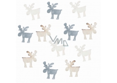 Reindeer wooden gray 4 cm, 12 pieces