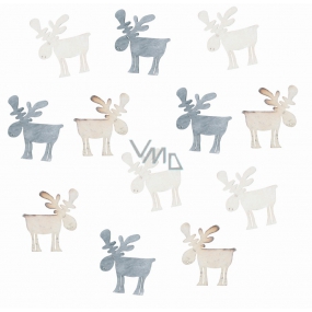 Reindeer wooden gray 4 cm, 12 pieces