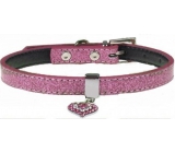 Tatrapet Lurex pink collar decorated - heart 1,5 x 37 cm