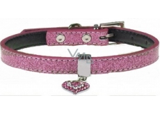Tatrapet Lurex pink collar decorated - heart 1,5 x 37 cm