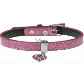 Tatrapet Lurex pink collar decorated - heart 1,5 x 37 cm