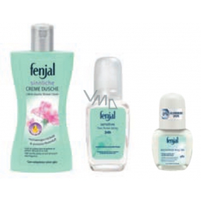 Fenjal Rose shower gel 200 ml + Sensitive perfumed deodorant glass 75 ml + deodorant roll-on 50 ml, cosmetic set