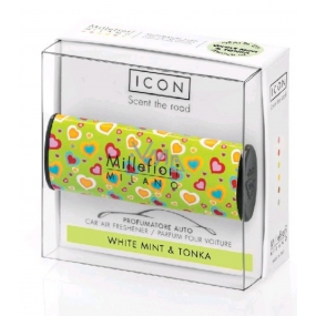 Millefiori Milano Icon White Mint & Tonka - White mint and tonka beans scent for car Cuori & Fiori smells up to 2 months 47 g