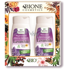 Bione Cosmetics Lavender Regenerating Hair Shampoo 260 ml + relaxing shower gel 260 ml, cosmetic set