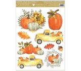 Window foil without glue autumn pumpkins, two trucks 30 x 42 cm