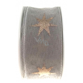 Ditipo Fabric ribbon with gray copper star wire 3 mx 25 mm
