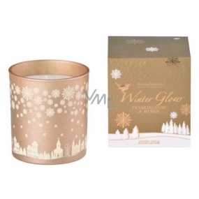 Arome Winter Glow Frankincense & Myrrh candle scented glass gold in a gift box 80 x 90 mm 500 g