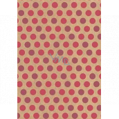 Ditipo Gift wrapping paper 70 x 200 cm KRAFT Pink circles