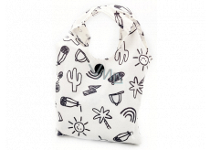 Nekupto Shopping bag folding White with black pictures 33 x 39 cm