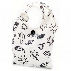 Nekupto Shopping bag folding White with black pictures 33 x 39 cm