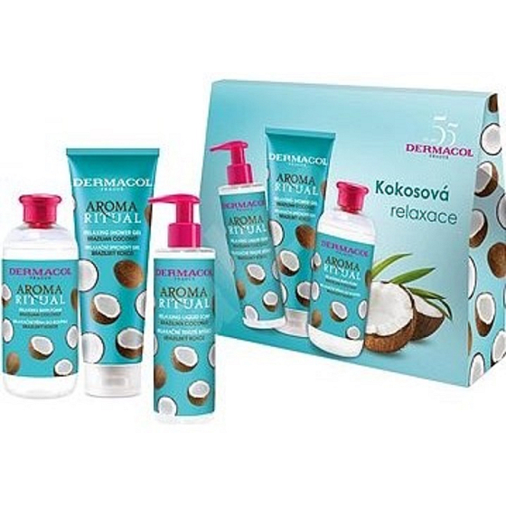 Dermacol Aroma Ritual Brazilian Coconut Shower Gel 250 ml + liquid soap 250 ml + bath foam 500 ml, cosmetic set