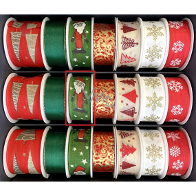 Nekupto Fabric Christmas ribbon Green Santa 25 mm x 2.5 m