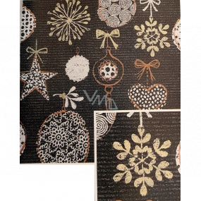 Nekupto Christmas gift wrapping paper 70 x 200 cm Black cream snowflakes, stars