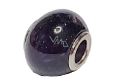 Amethyst blue pendant round natural stone 14 mm, hole 4,2 mm 1 piece, stone of kings and bishops