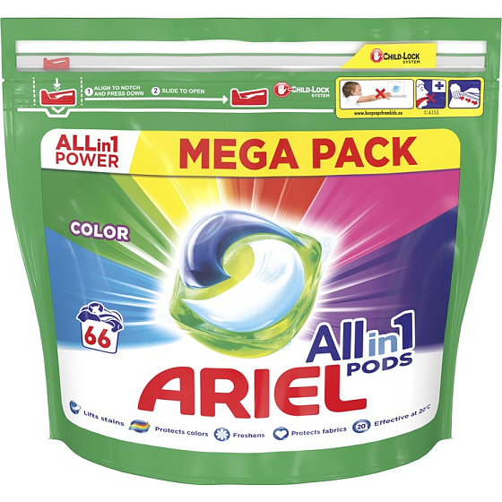 Ariel All-in-1 Pods Color gel capsules for coloured laundry 66 pieces