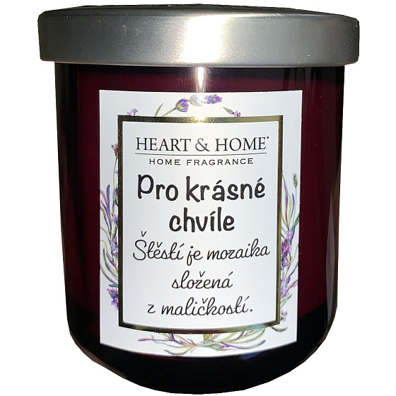 Heart & Home Sweet cherry soy scented candle with inscription For beautiful moments 110 g