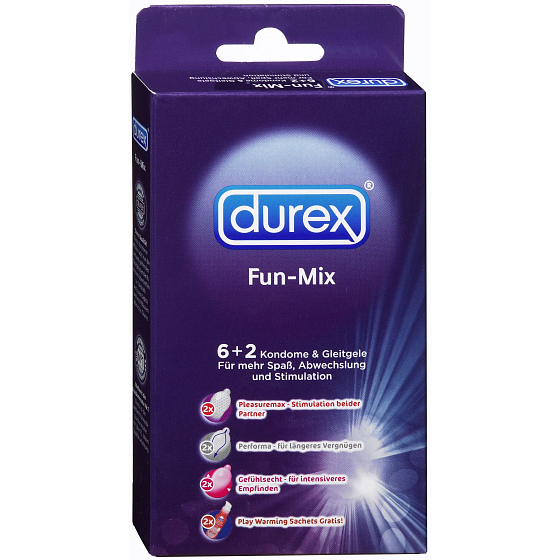 Durex Fun Mix 6 condoms + 2 lubricating gels 5 ml