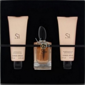 Giorgio Armani Sí perfumed water for women 50 ml + body lotion 75 ml + shower gel 75 ml, gift set