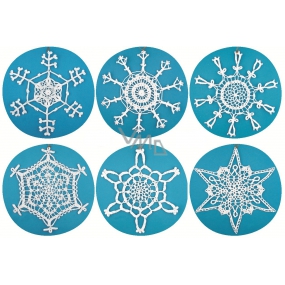 Crochet snowflake large with glitter 29 cm, 6 motifs