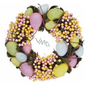 Wreath with translucent eggs and balls 25 cm in a box