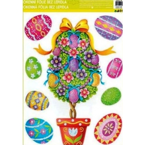 Window foil without glue Easter hologram shrub with Easter eggs 1 piece
