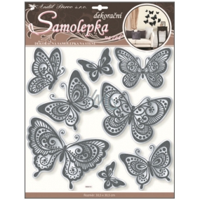 Wall stickers butterflies with mirror effect and black glitter contour 40 x 31 cm 1 arch