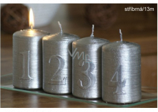 Lima Advent set with numbers candle silver cylinder 60 x 90 mm 4 pieces