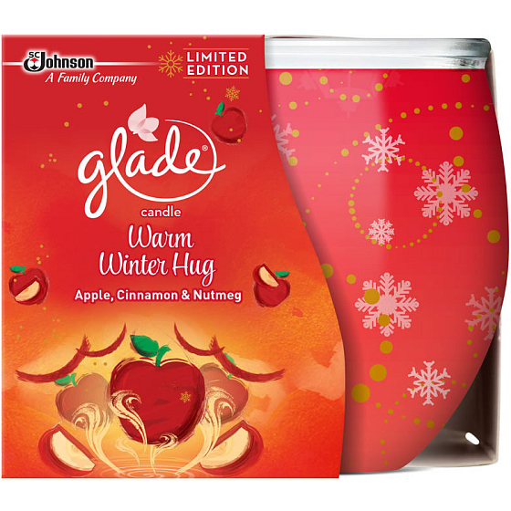 Glade Warm Winter Hug Apple, Cinnamon & Nutmeg scented candle in glass burning time up to 30 hours 120 g