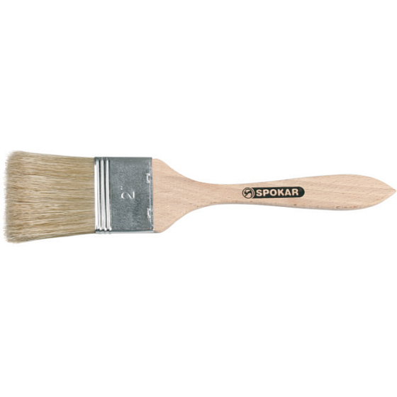 Spokar Flat smoothing brush, wooden handle, pure bristle, 4 mm thick