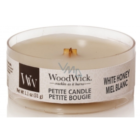 WoodWick White Honey - White honey scented candle with wooden wick petite 31 g