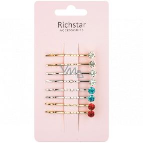 Richstar Accessories Hair Clip with Stone 5 cm 8 pieces