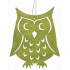 Wooden owl hanging green 10 x 12 cm