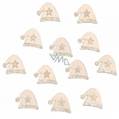 Wooden cap with glitter and glue Natural 3,5 cm 12 pieces