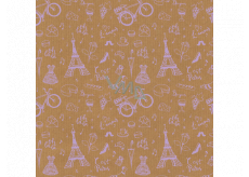 Apli Gift wrapping paper 70 x 200 cm Kraft Fun natural with purple