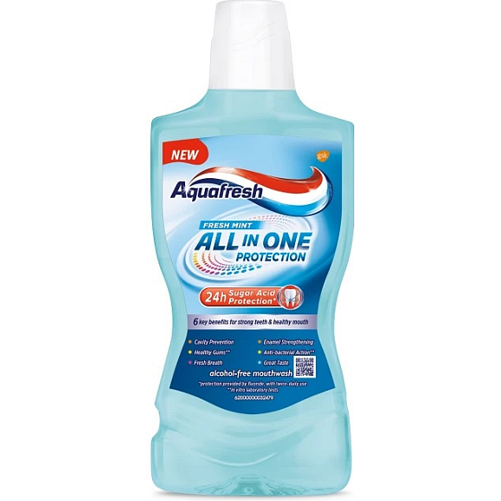 Aquafresh All in One Protection Fresh Mint Mouthwash with Fluoride 500 ml