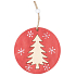 Wooden tree ornament for hanging Red 9 cm