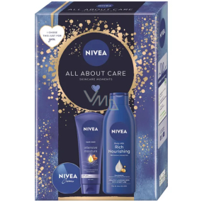 Nivea All about Care Intensive hand cream 75 ml + Nivea Rich Nourishing body lotion 250 ml + Nivea Creme basic care cream 30 ml, cosmetic set