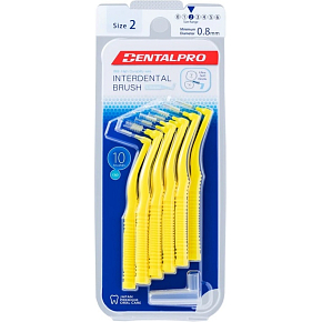 DentalPro Interdental Brush Bent 0.8 mm Yellow, 10 Pieces DentalPro Interdental Brush Bent 0.8 mm Yellow, 10 Pieces