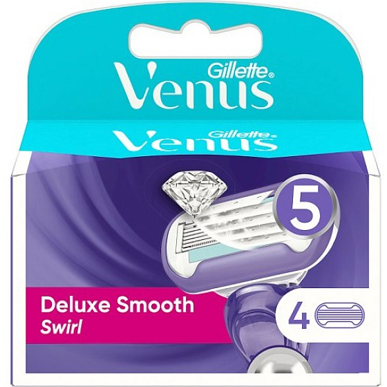 Gillette Venus Deluxe Smooth Swirl Replacement Heads 4 pieces, for women
