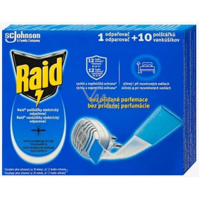 Raid electric vaporizer and mosquito repellent pads 1 vaporizer + 10 pads