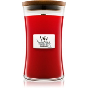 WoodWick Pomegranate - Pomegranate scented candle with wooden wick and glass lid large 609.5 g