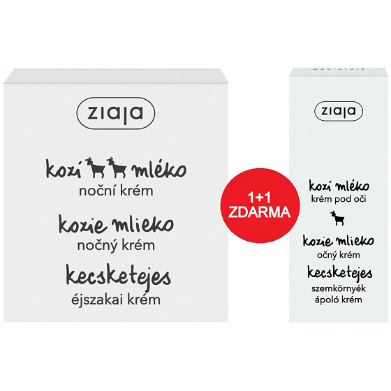 Ziaja Goat's milk night cream for dry skin with wrinkles 50 ml + eye cream 15 ml, duopack