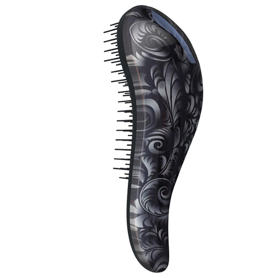 Dtangler Detangling Brush Brush for easy combing of hair 18.5 cm Black Flower black flower