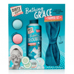 Dirty Works Bathing Grace bath foam 250 ml + sparkling ball 2 x 25 g + hair headband 1 piece + eye pads 2 pairs, cosmetic set