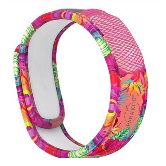Parakito Repellent mosquito bracelet Graphic pink natural, refillable, waterproof, protection 24h / day - 15 days for refill + two refills