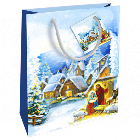 Nekupto Gift paper bag 23 x 18 x 10 cm Christmas winter landscape Nativity scene WBM 1938 40